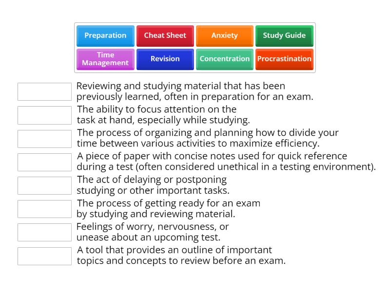 Talking About Tests - Match up