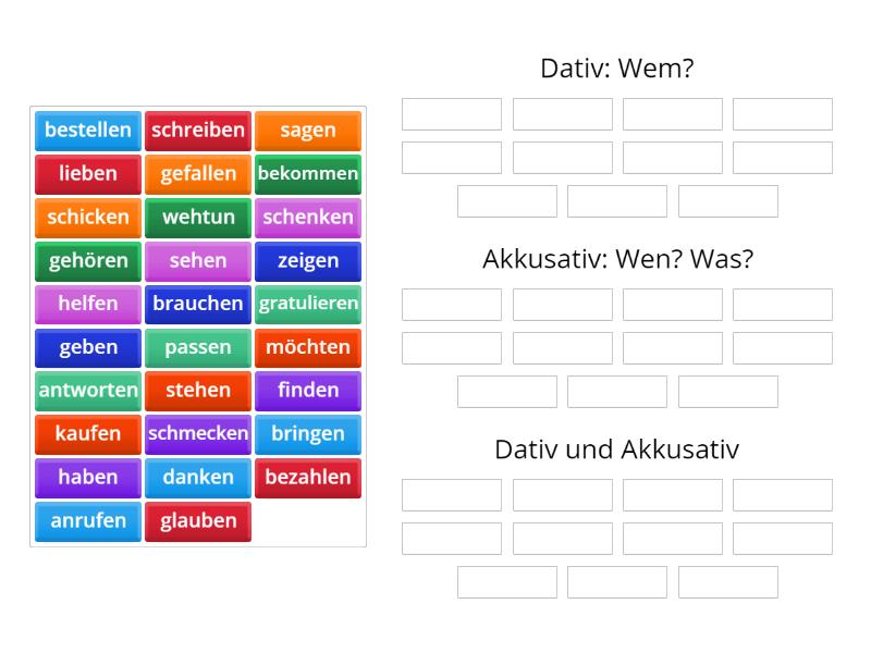 Verben mit Dativ und/oder Akkusativ - Group sort