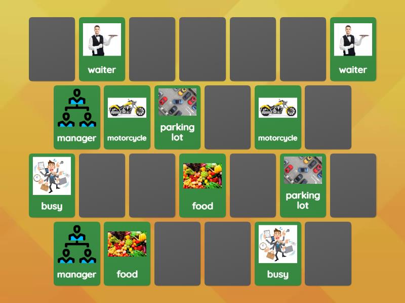 Week 7 - The Restaurant - Vocabulary 1 - Matching pairs