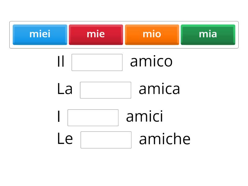 Aggettivi Possessivi Inserisci L Aggettivo Al Posto Giusto Complete The Sentence