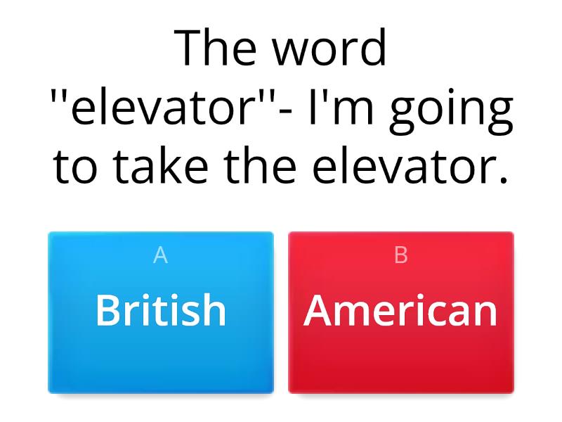 British vs American words - Quiz