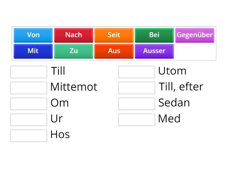 Prepositioner som styr dativ - Match up