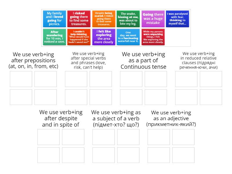 Match rules with example sentences - Group sort