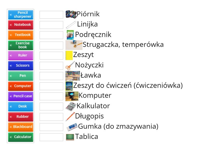 Przybory Szkolne Po Angielsku Match Up