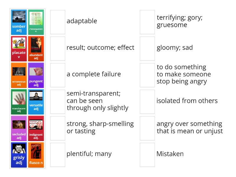 List 16 year 8 Vocabulary - Match up