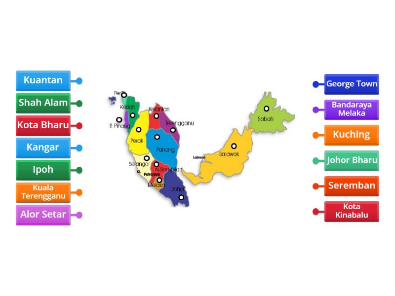 Ibu Negeri Negeri Malaysia Gambar Rajah Berlabel