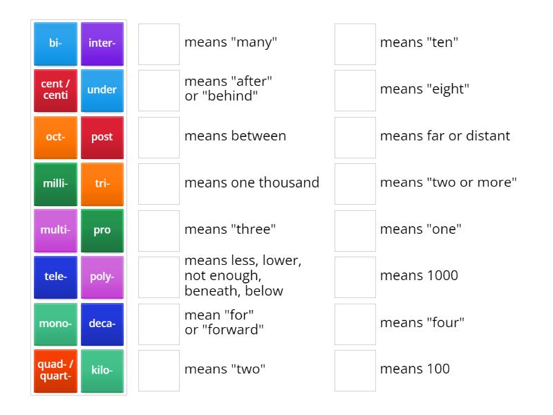 Prefixes - New list - Match up
