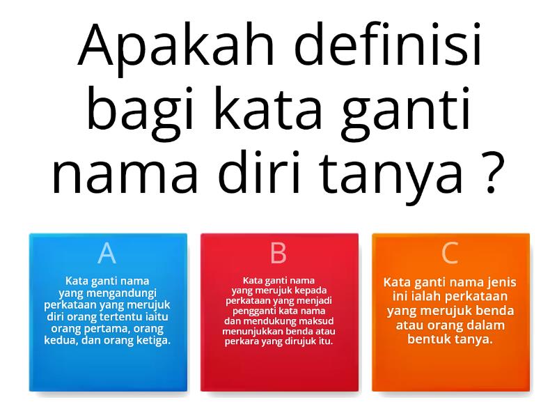 Kata Ganti Nama Diri Tanya - Quiz