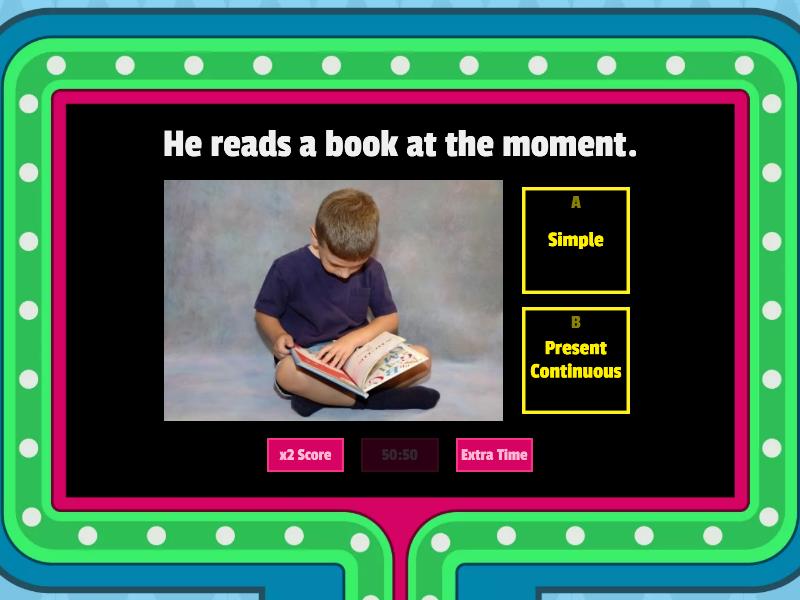 Present Continuous or Simple present non-action verbs - Gameshow quiz