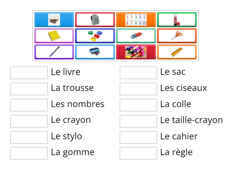 Materiales Escolares en Frances - Match up