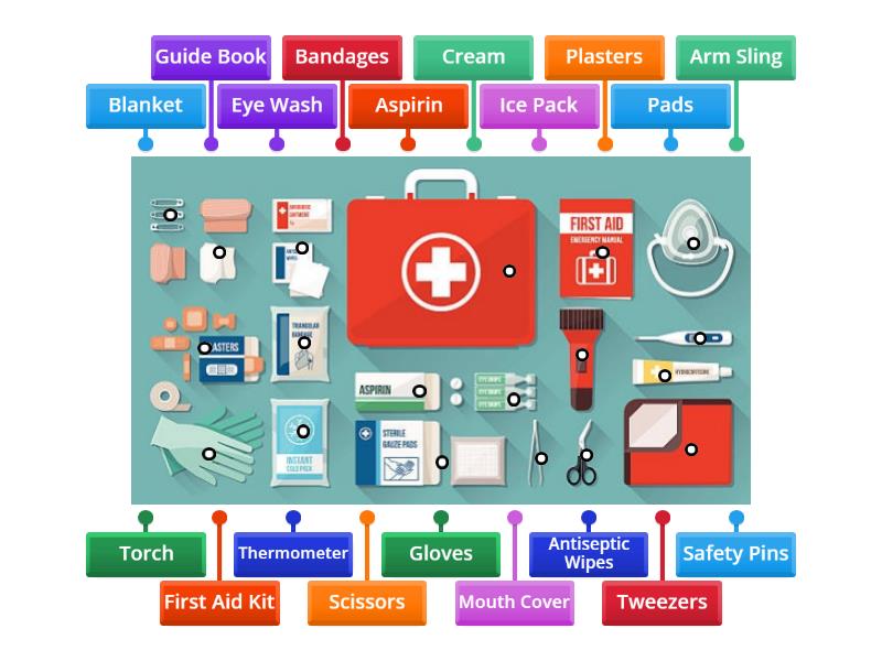 Grade 6 - First aid kit - Labelled diagram