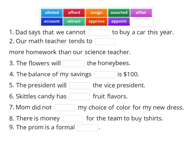 Chameleon prefix ad- Cloze Activity - Missing word