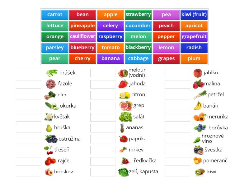 DLO - 2B - Fruit and vegetables - Match up