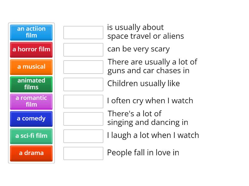8.3 ex 2B types of films - Match up