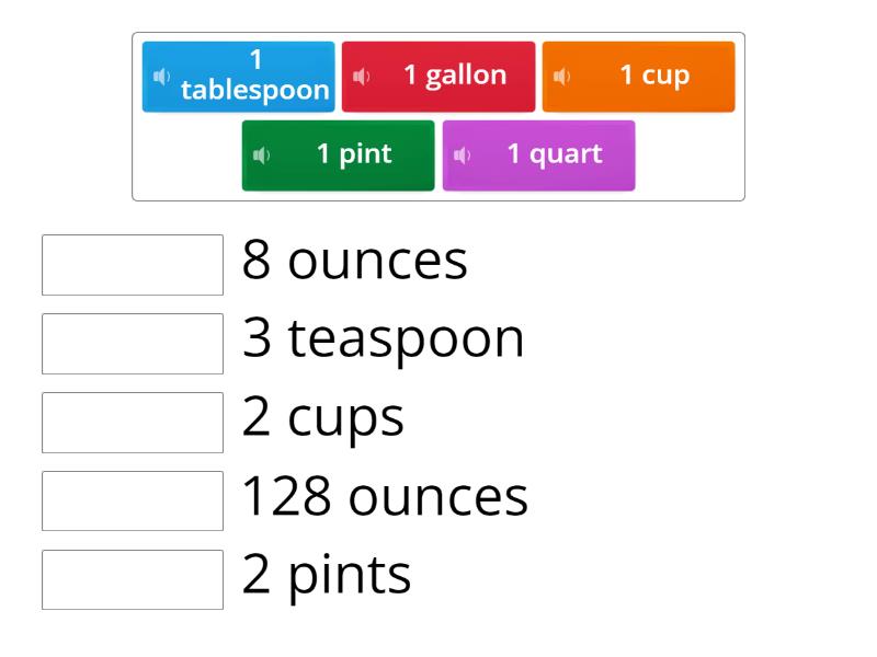 Match the basic units to its equivalence. - Match up