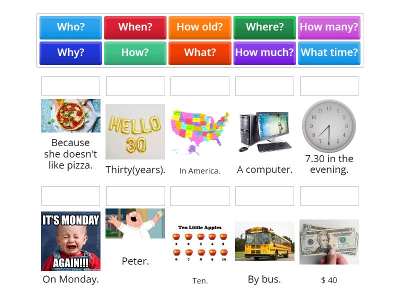 NH Beginner Question words - Match up