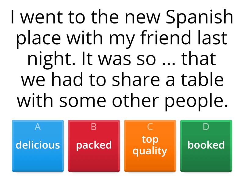 Eating Out Phrases Quiz