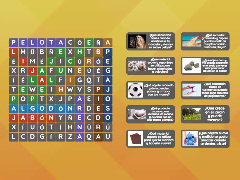Sopa de Letras del Sentido del Tacto - Wordsearch