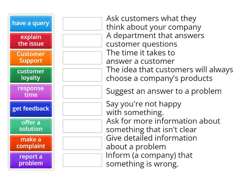 Match the phrases with the correct definitions - Ex4p33BRPI - Une las ...