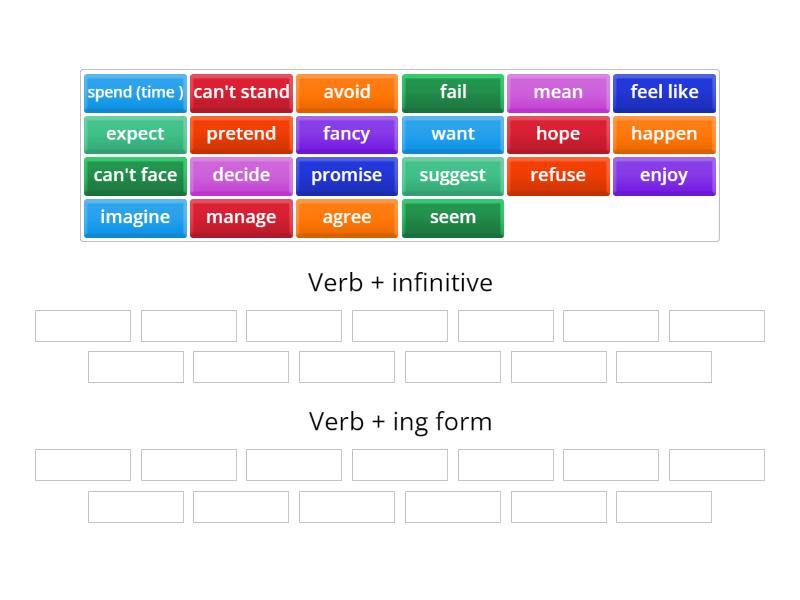 Infinitive and gerund - Group sort