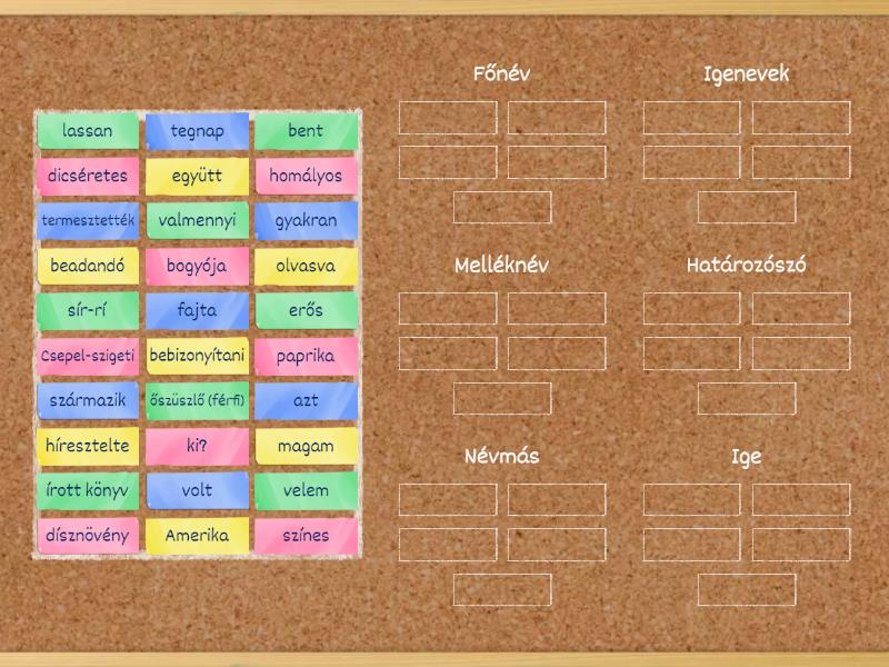 Szófajok - Group sort