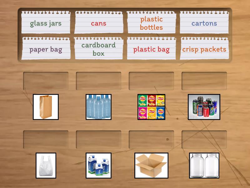 Unit 6, Containers and materials - Une las parejas