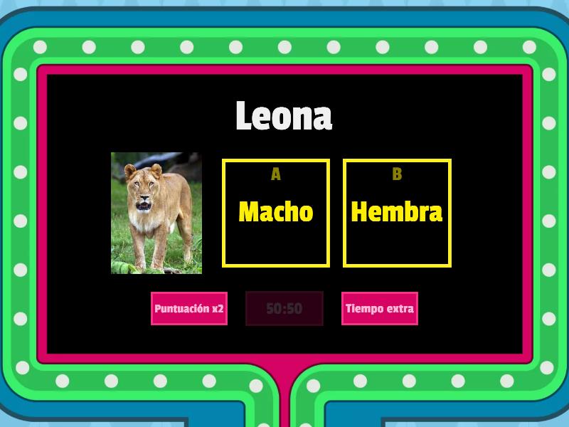 Animales MACHO Y HEMBRA - Gameshow quiz