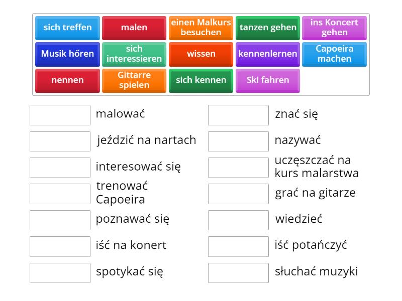 Effekt Neu Kapitel Czasowniki I Zainteresownia Match Up