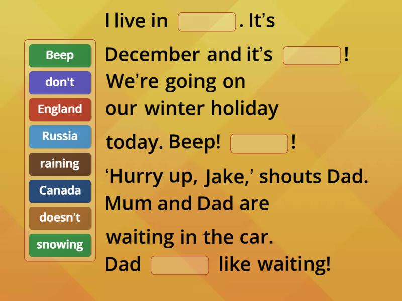 Academy Stars 2 Unit 7.4 Reading Missing words - Complete the sentence