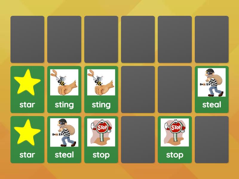 Words starting with 'st' - Matching pairs