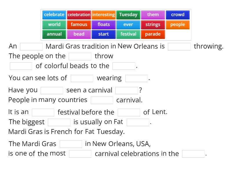 mardi gras sentence examples