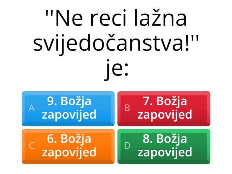 8. Božja Zapovijed - Quiz