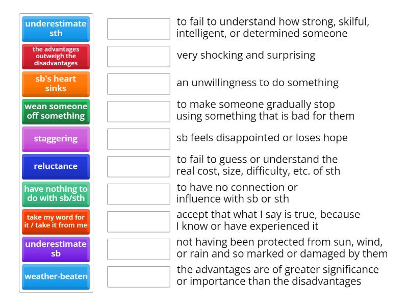 EF Advanced 8a reading vocabulary - Match up
