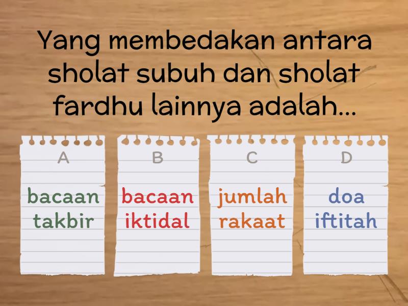 Mata Pelajaran Sholat - Quiz