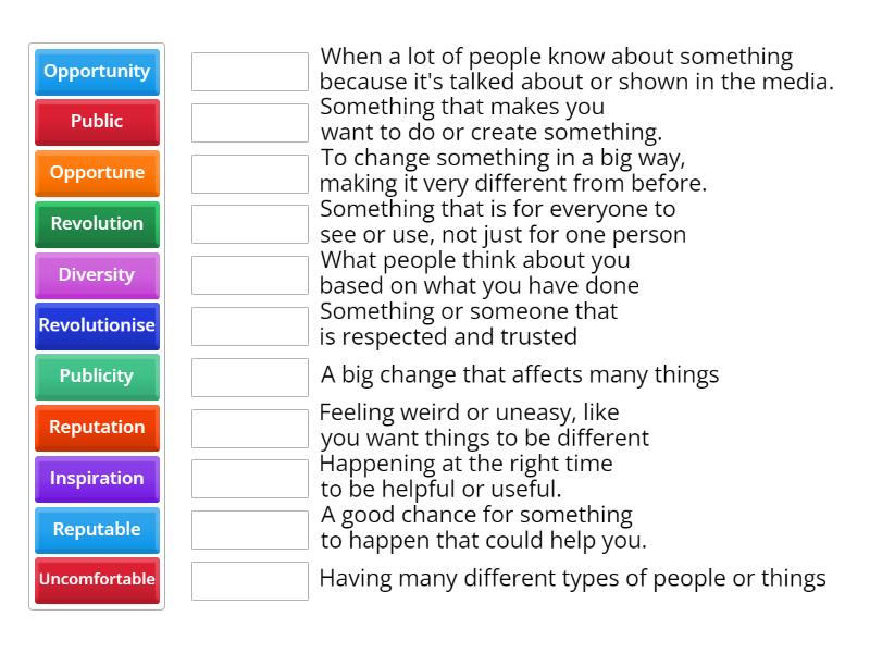 definitions - Match up