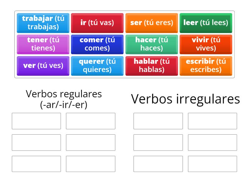 A Verbos Regulares E Irregulares Group Sort