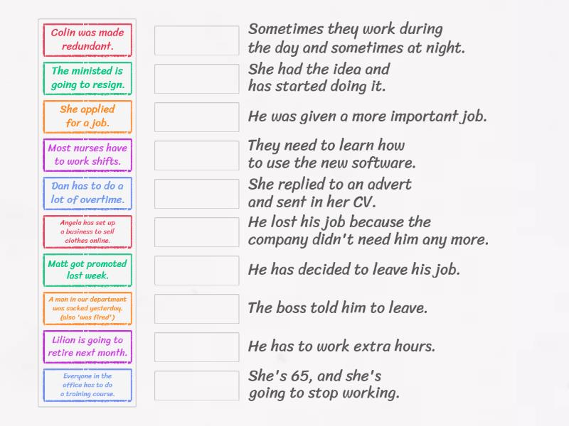 EF Inter Work verb phrases - Match up