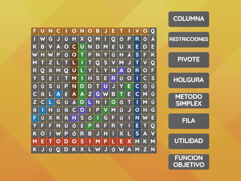 Método Simplex - Wordsearch