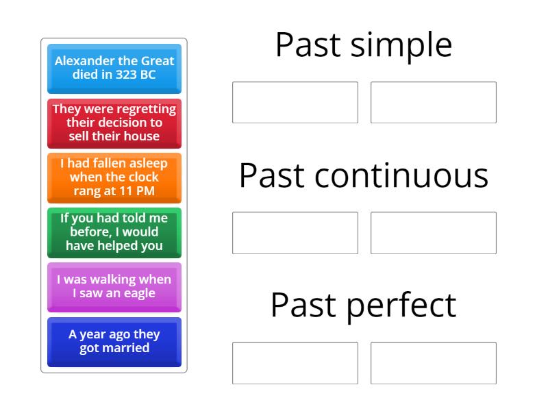 Narrative tenses - Ordenar por grupo