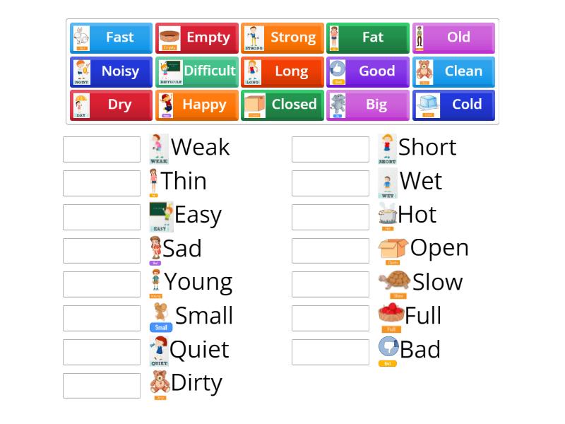 A1. Opposite Adjectives - Une las parejas