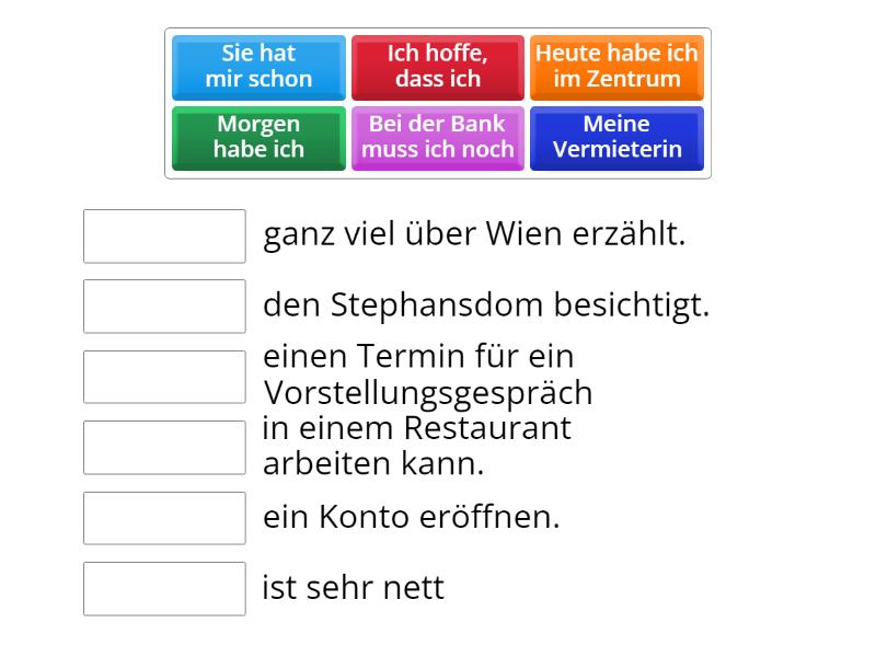 Was Passt Zusammen? Ordnen Sie Zu. (A2 Kap 5) - Match Up