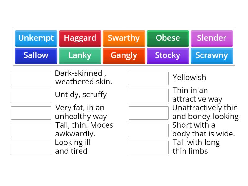Describing people: Appearance and mannerisms - Match up