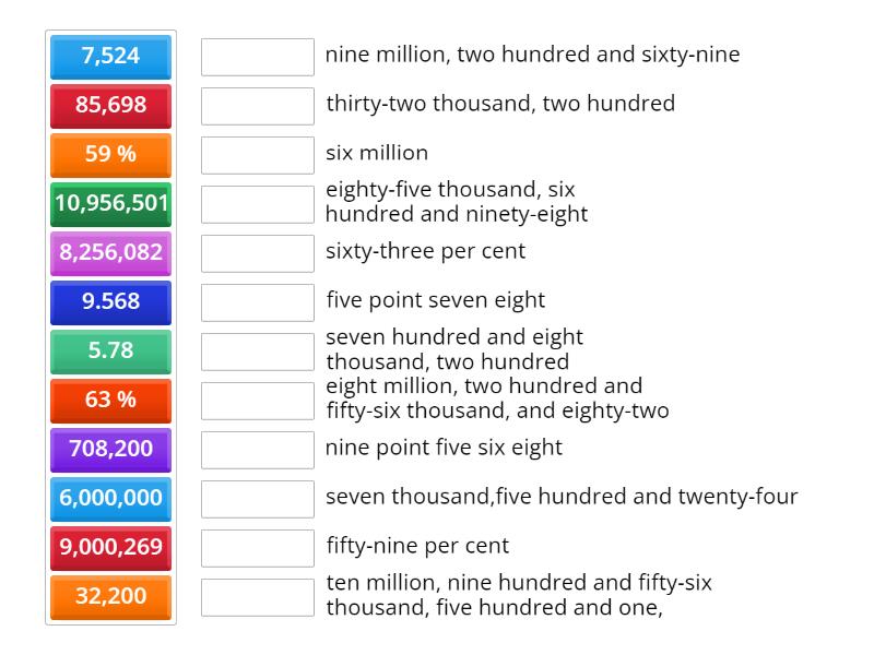 High numbers - Match up