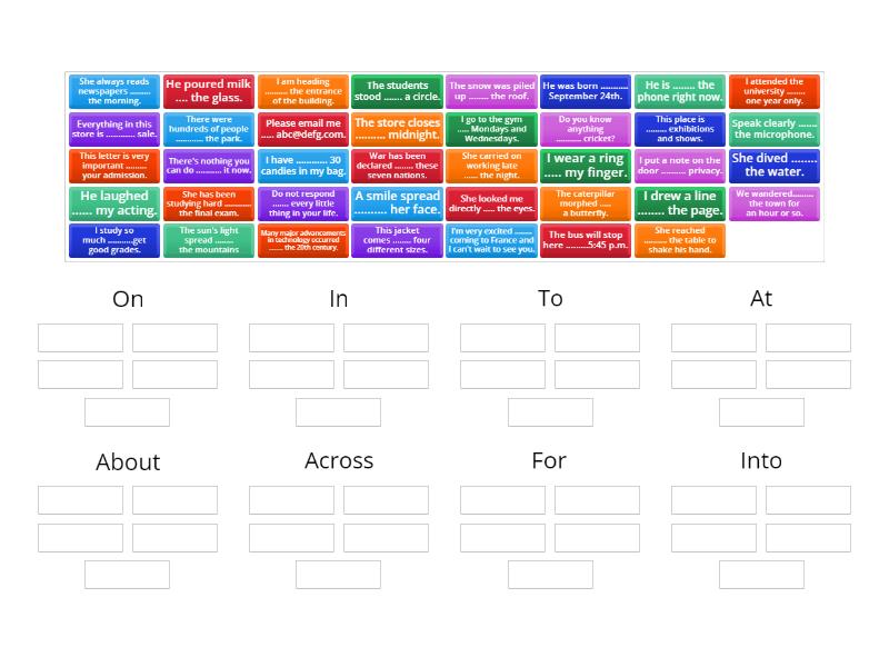 Prepositions - Group sort