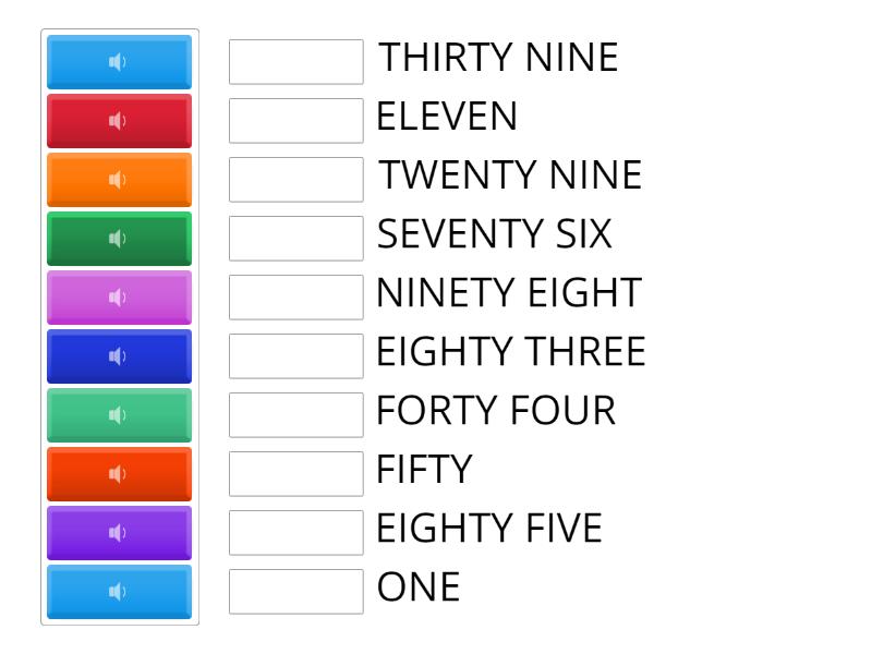 NUMBERS FROM 11 TO 99 - Une las parejas
