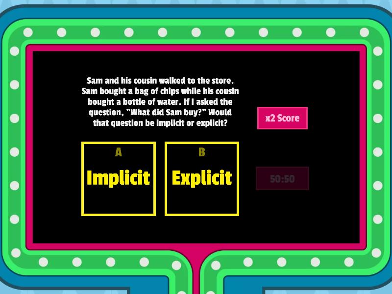 Implicit Vs Explicit - Gameshow Quiz