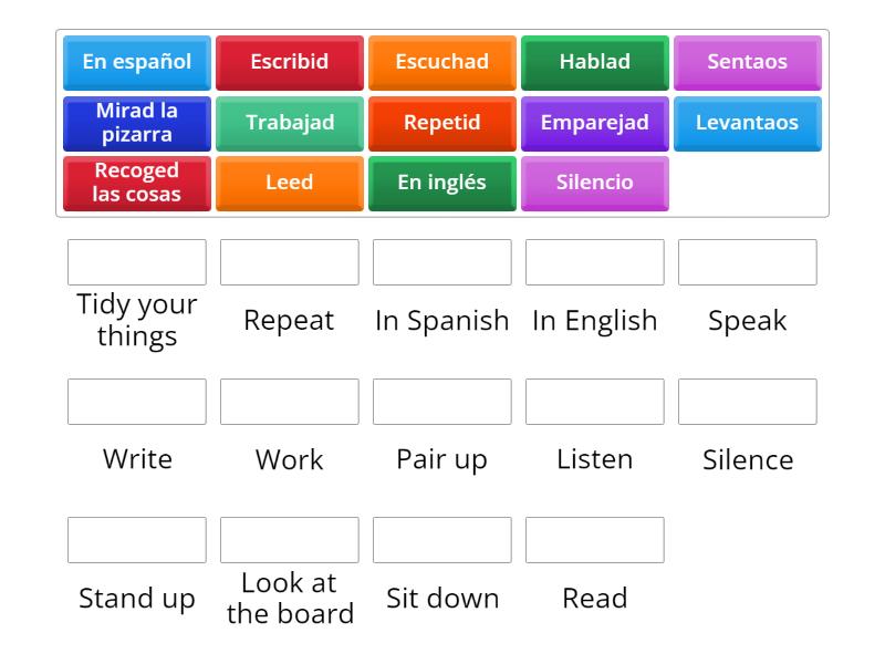 Year 7 Spanish Classroom Instructions - Match up