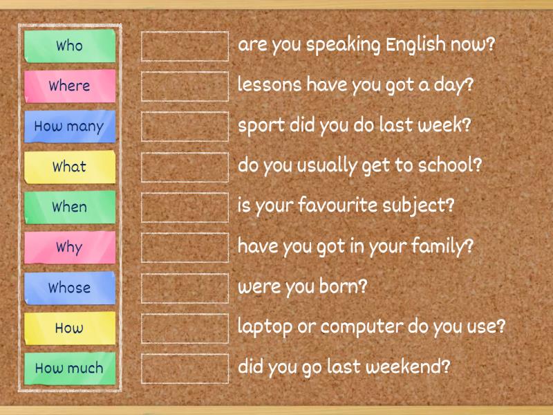 Question words - Match up