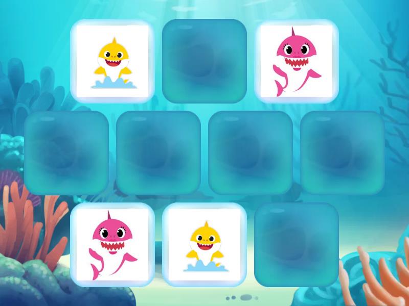 Baby Shark Memory Game - Numbers on Tiles - Matching pairs