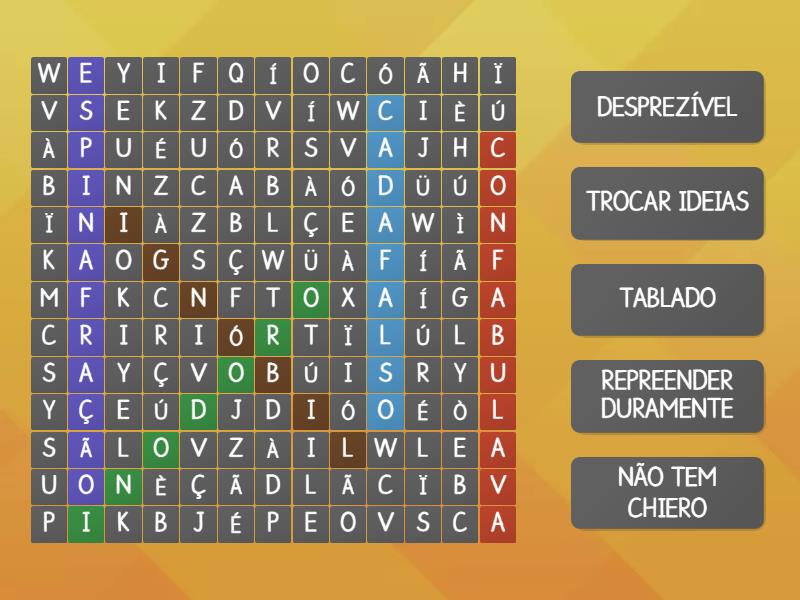 PALAVRAS DO CONTO O GRANDE MISTÉRIO - Wordsearch